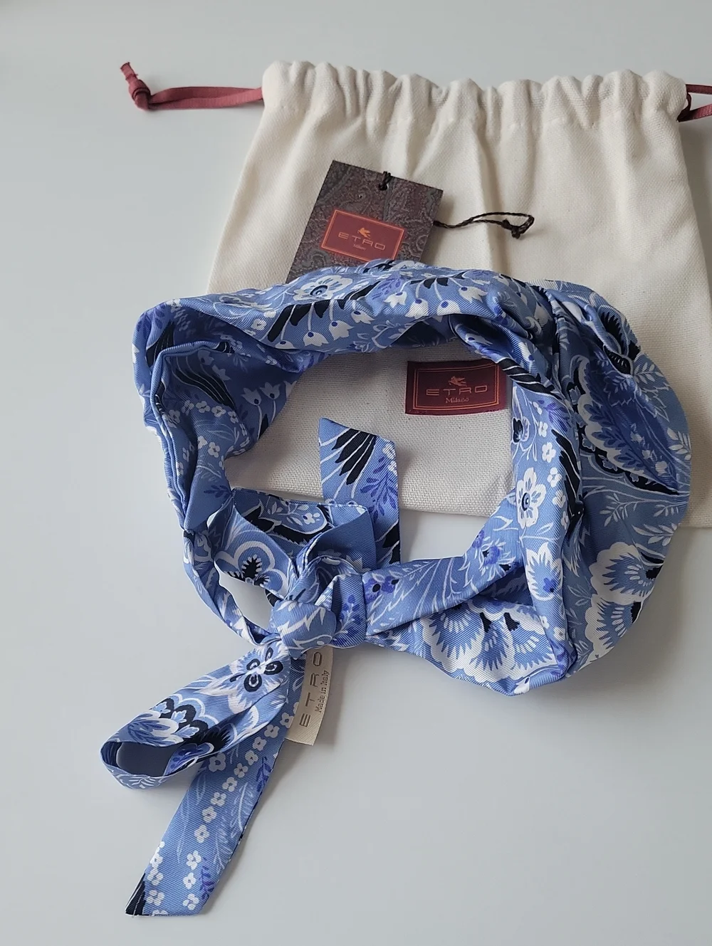 Etro Blue Floral Silk Headband